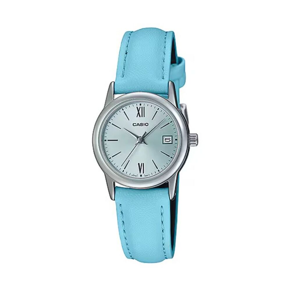Casio Women’s Light Blue Leather Watch with Silver Dial - LTP-V002L-2B3UDF